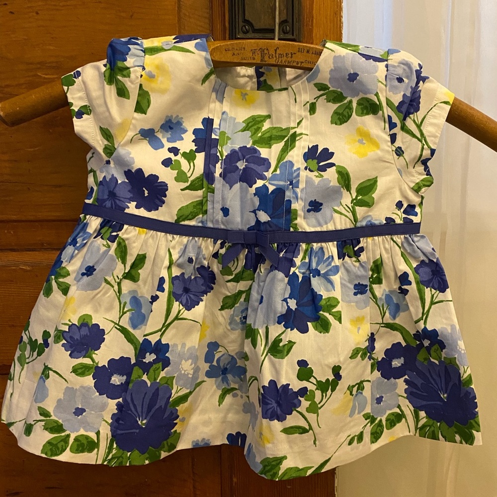 Janie and Jack NWT Blue & Green Floral Cotton Short Sleeve Shirt 18 - 24 Months